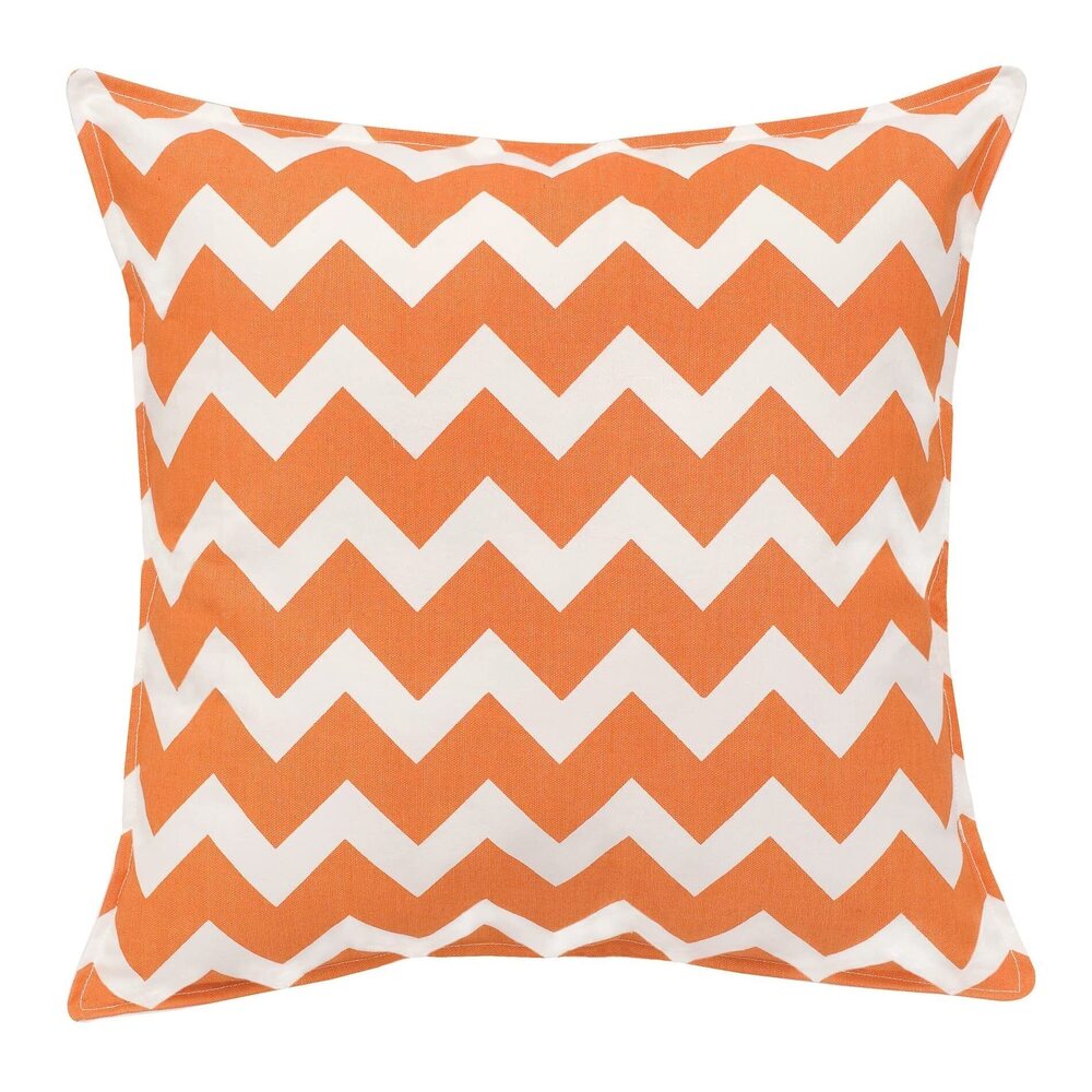 2529 20 in. Square Cotton Decorative Throw Pillow, 20"x20", Orange Chevron